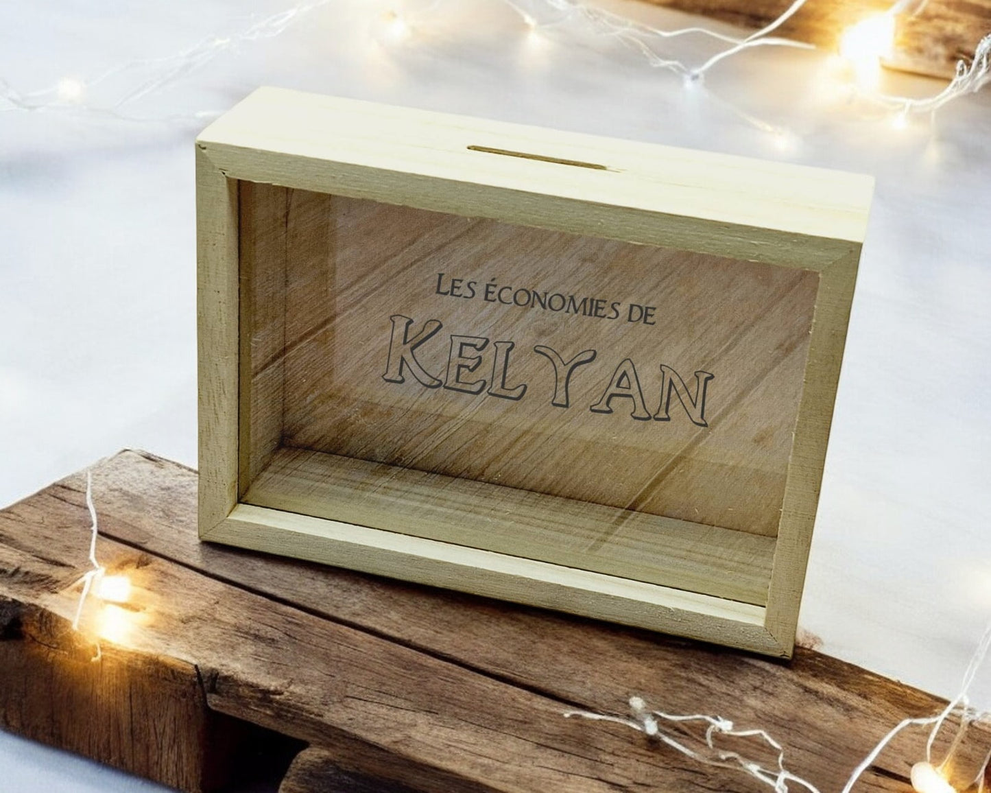 Tirelire en bois personnalisé au prénom de votre enfant