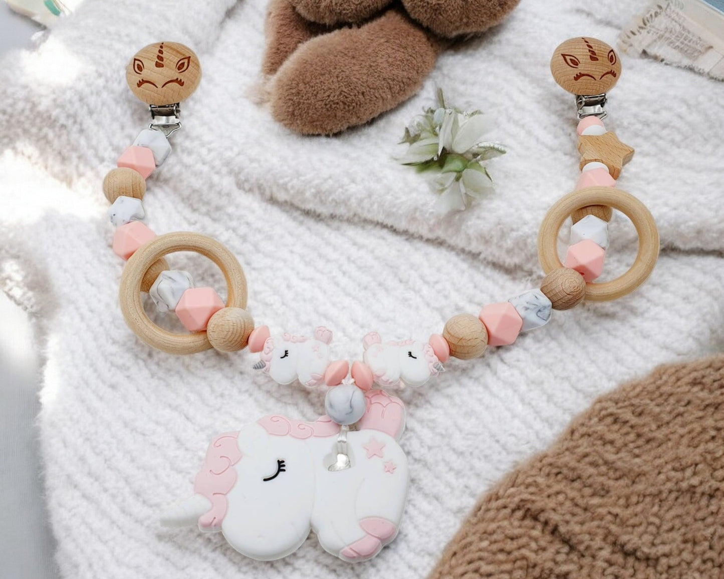 Chaine de poussette - modèle Licorne silicone