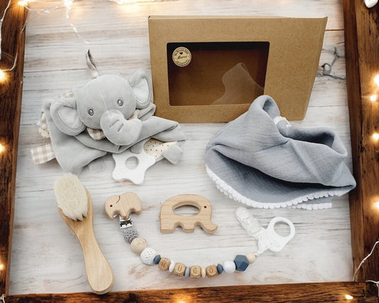 Coffret de naissance bois, thème éléphant