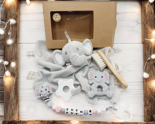 Coffret de naissance silicone, thème éléphant