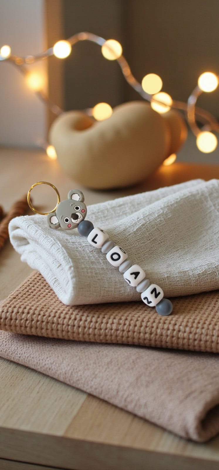 Attache tétine personnalisée koala – Prénom – Cadeau naissance mixte