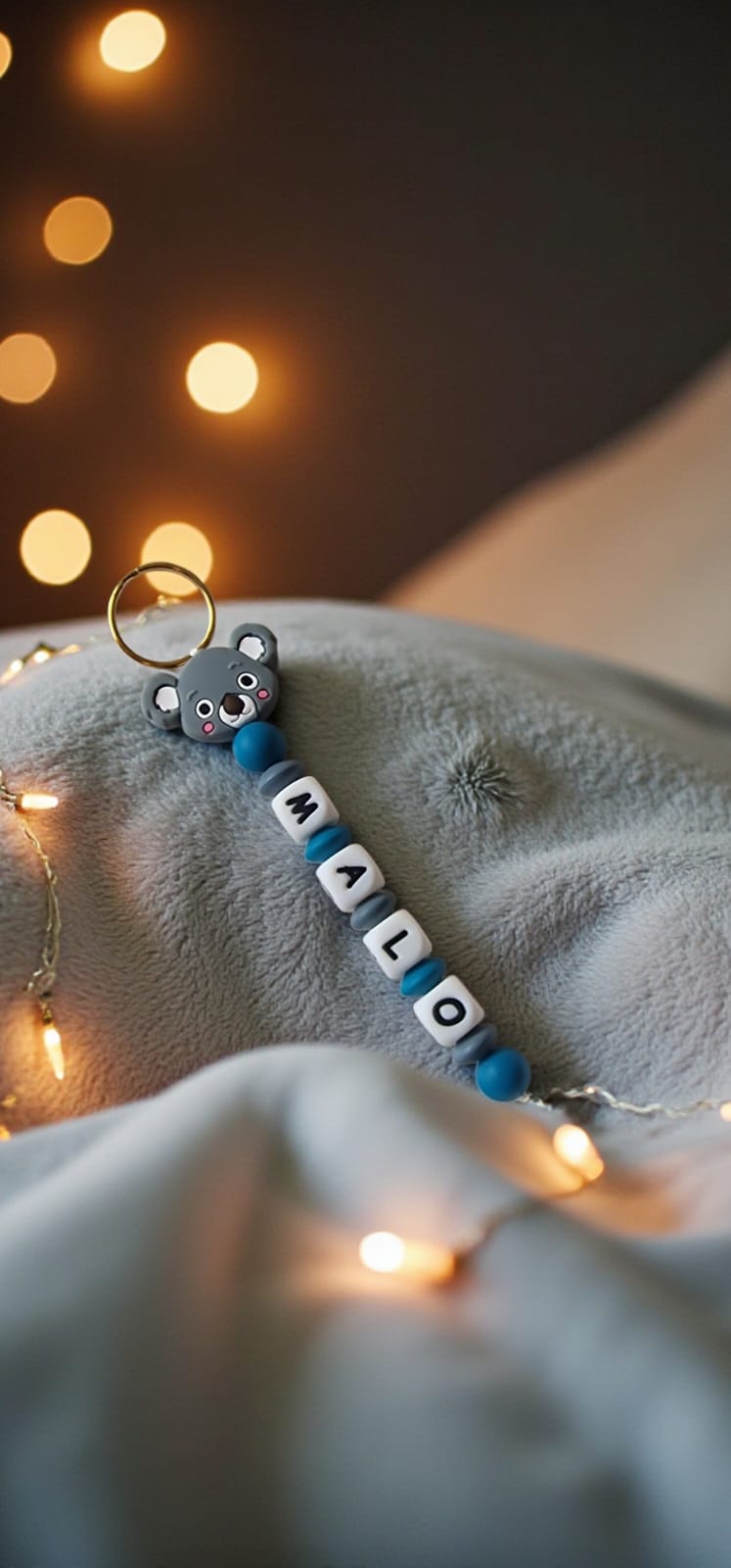 Attache tétine personnalisée koala – Prénom – Cadeau naissance mixte