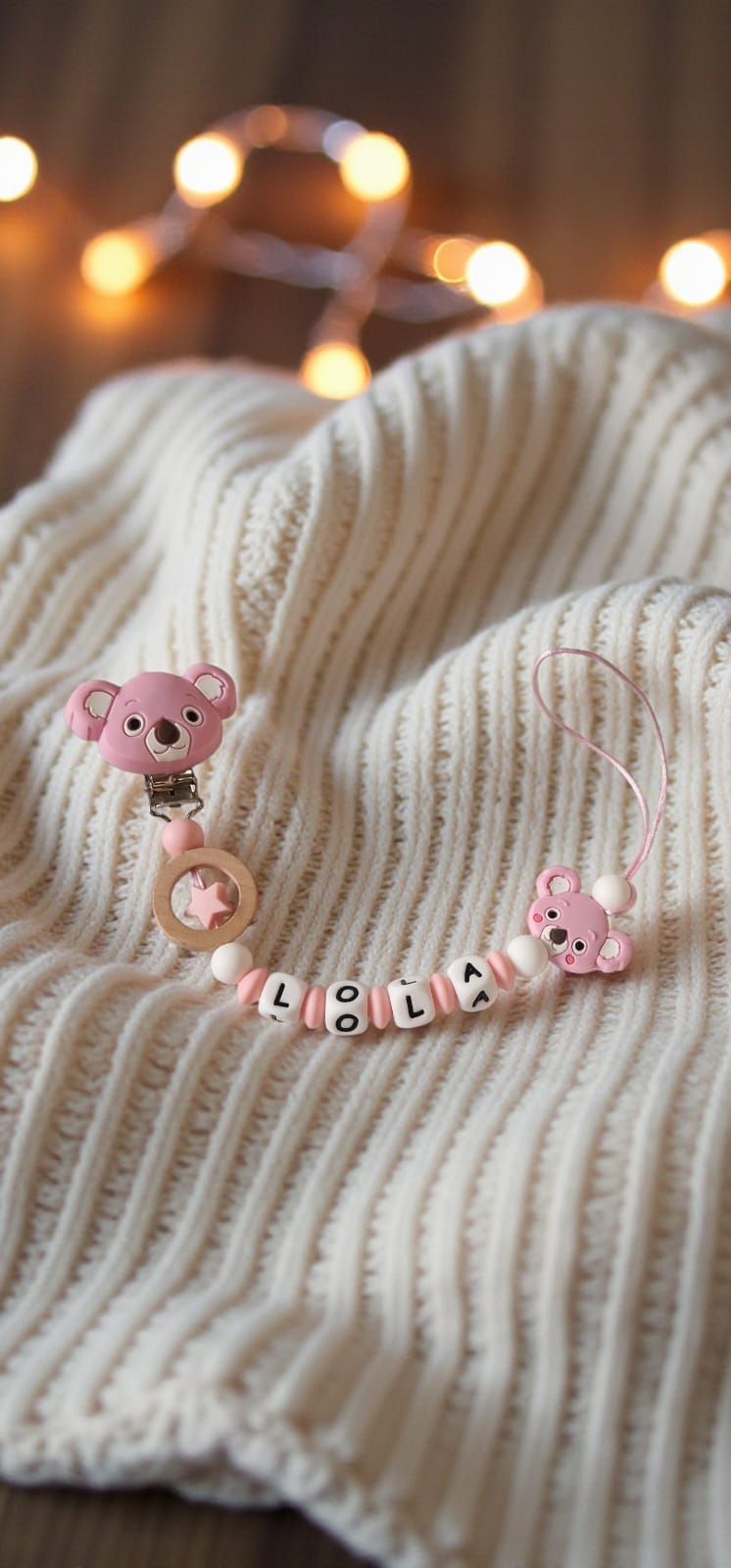 Attache tétine personnalisée koala – Prénom – Cadeau naissance mixte
