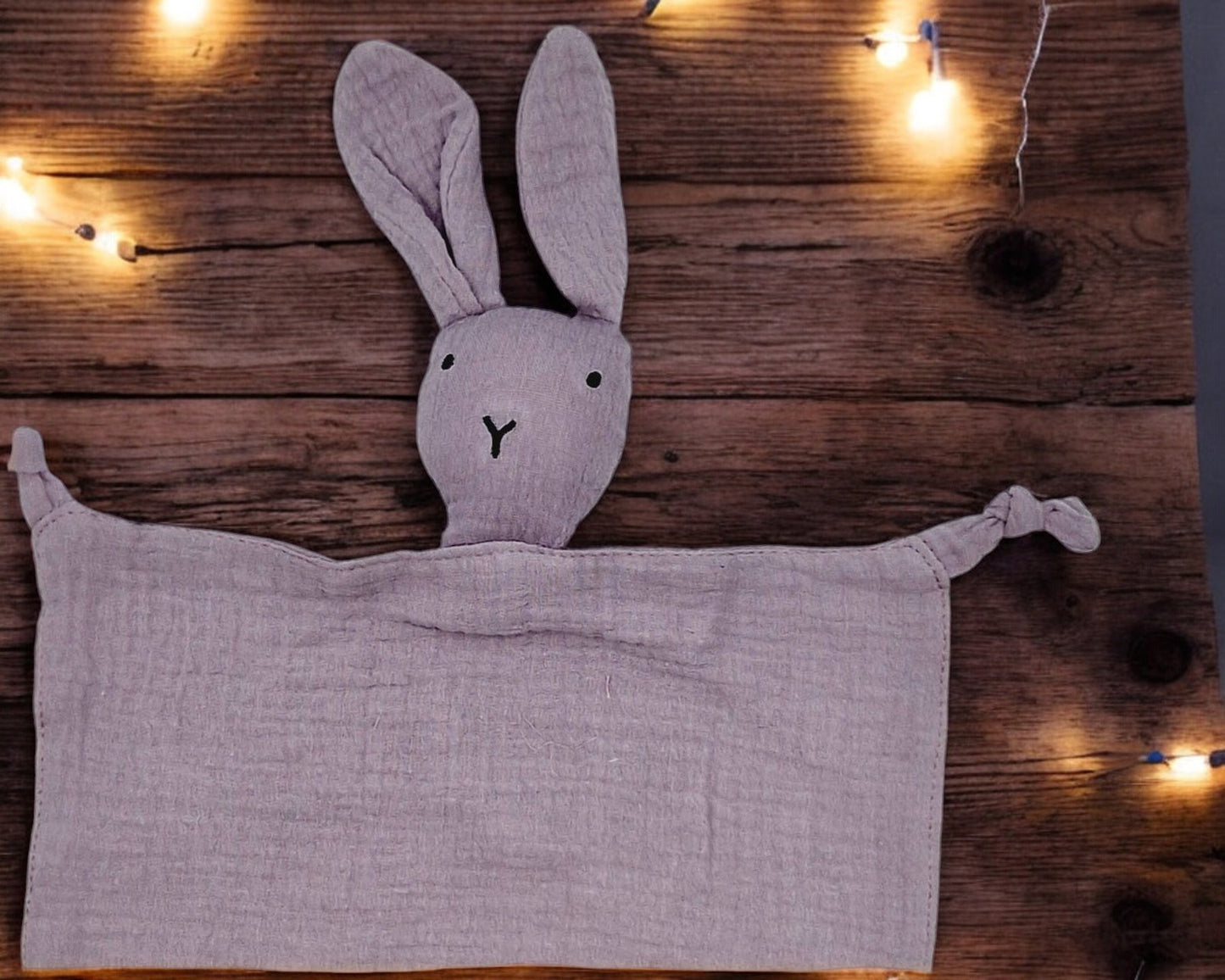 Doudou lapin en gaze de coton - Personnalisé